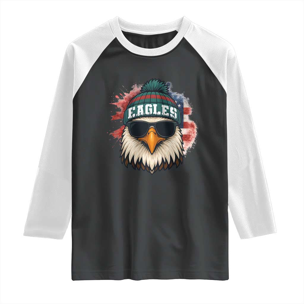 Patriotic Eagle Football Raglan Shirt American Flag Pride Gift - Wonder Print Shop
