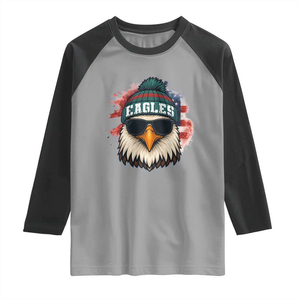 Patriotic Eagle Football Raglan Shirt American Flag Pride Gift - Wonder Print Shop
