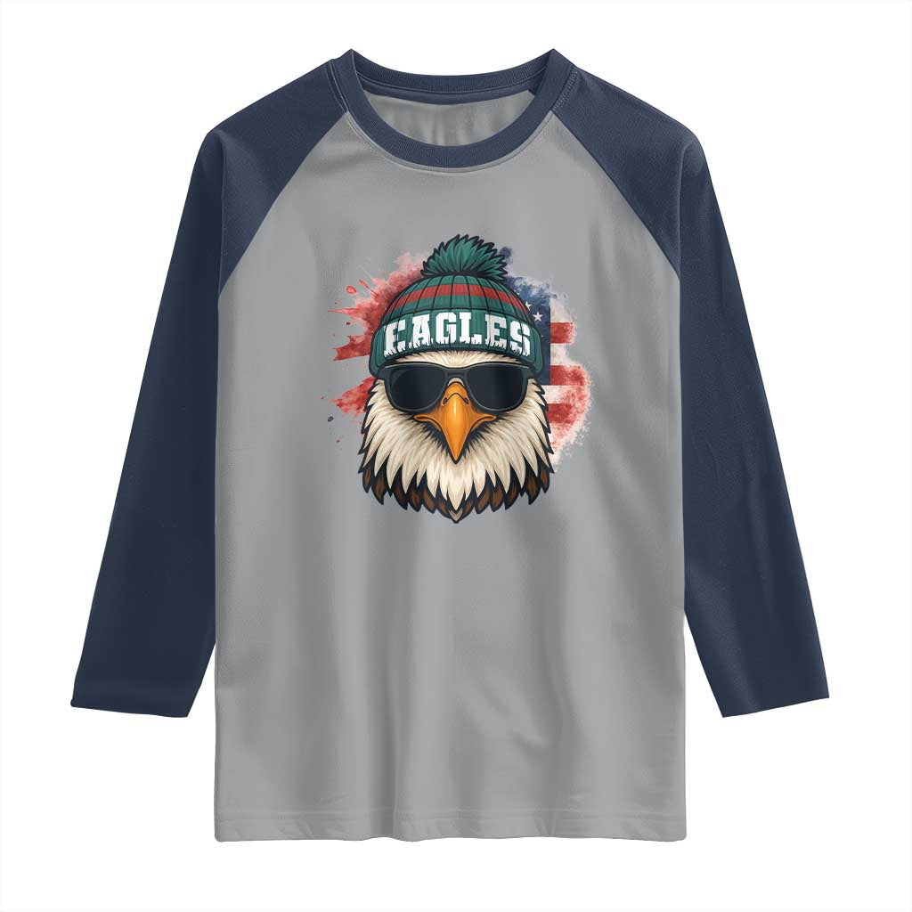 Patriotic Eagle Football Raglan Shirt American Flag Pride Gift - Wonder Print Shop