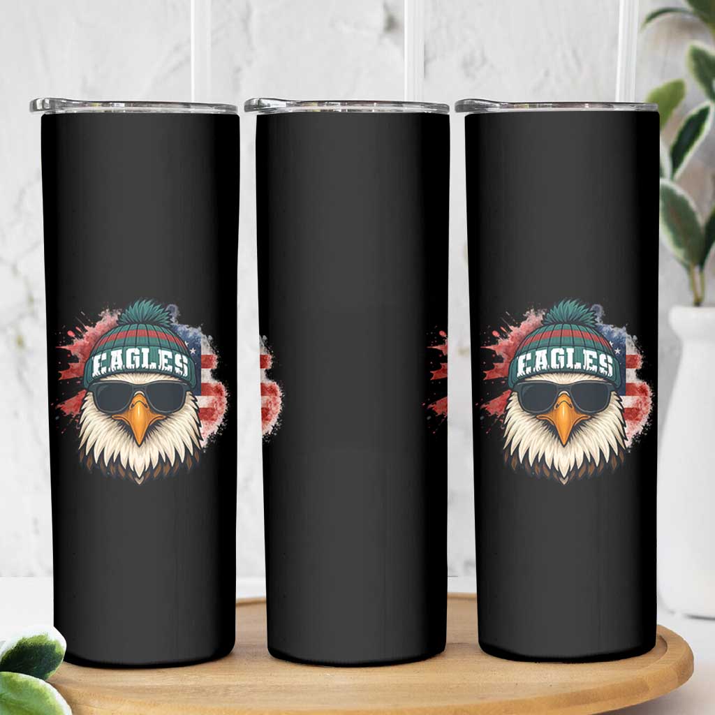 Patriotic Eagle Football Skinny Tumbler American Flag Pride Gift - Wonder Print Shop