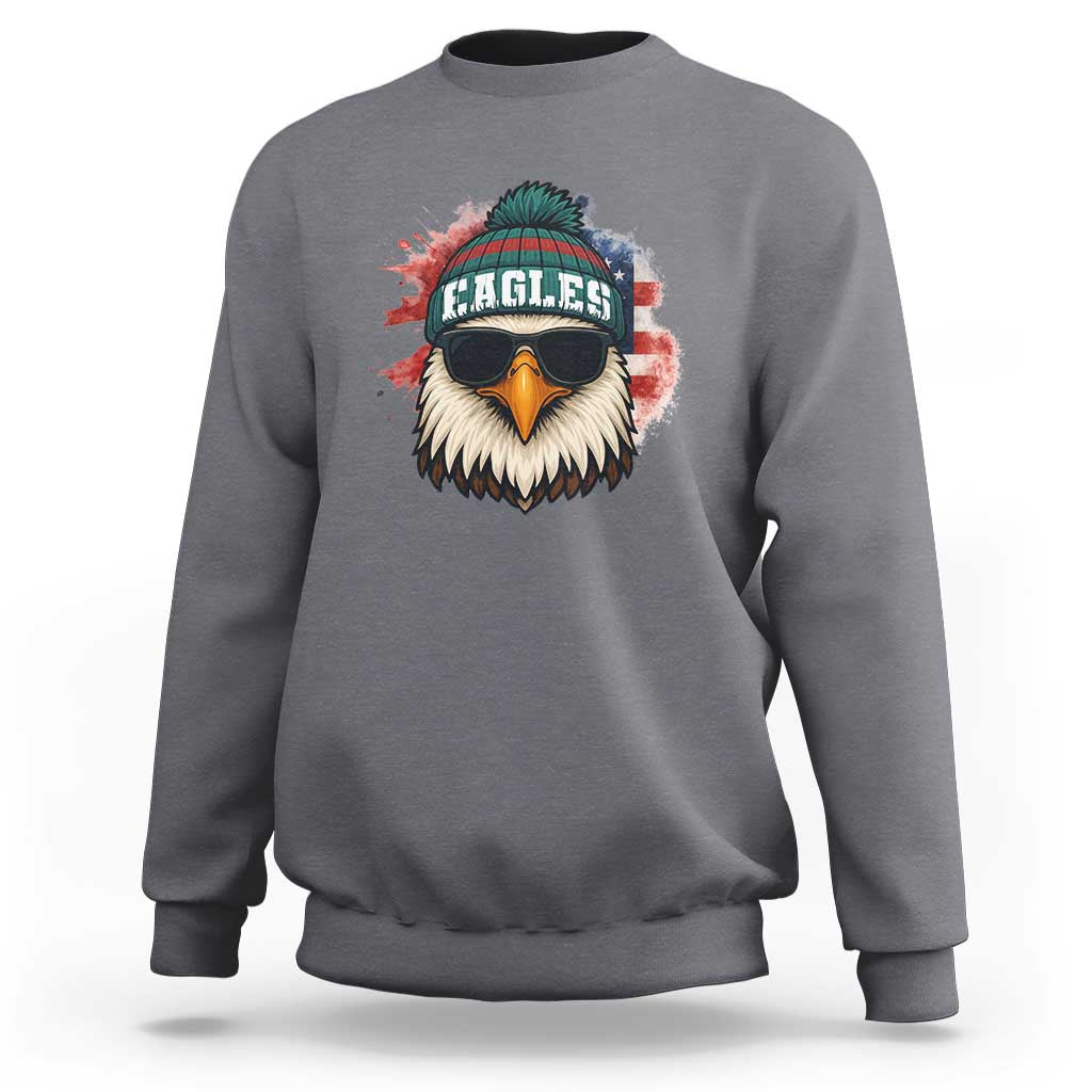 Patriotic Eagle Football Sweatshirt American Flag Pride Gift - Wonder Print Shop