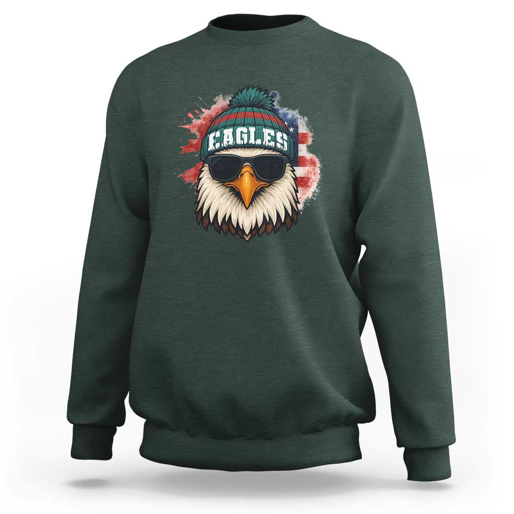Patriotic Eagle Football Sweatshirt American Flag Pride Gift - Wonder Print Shop
