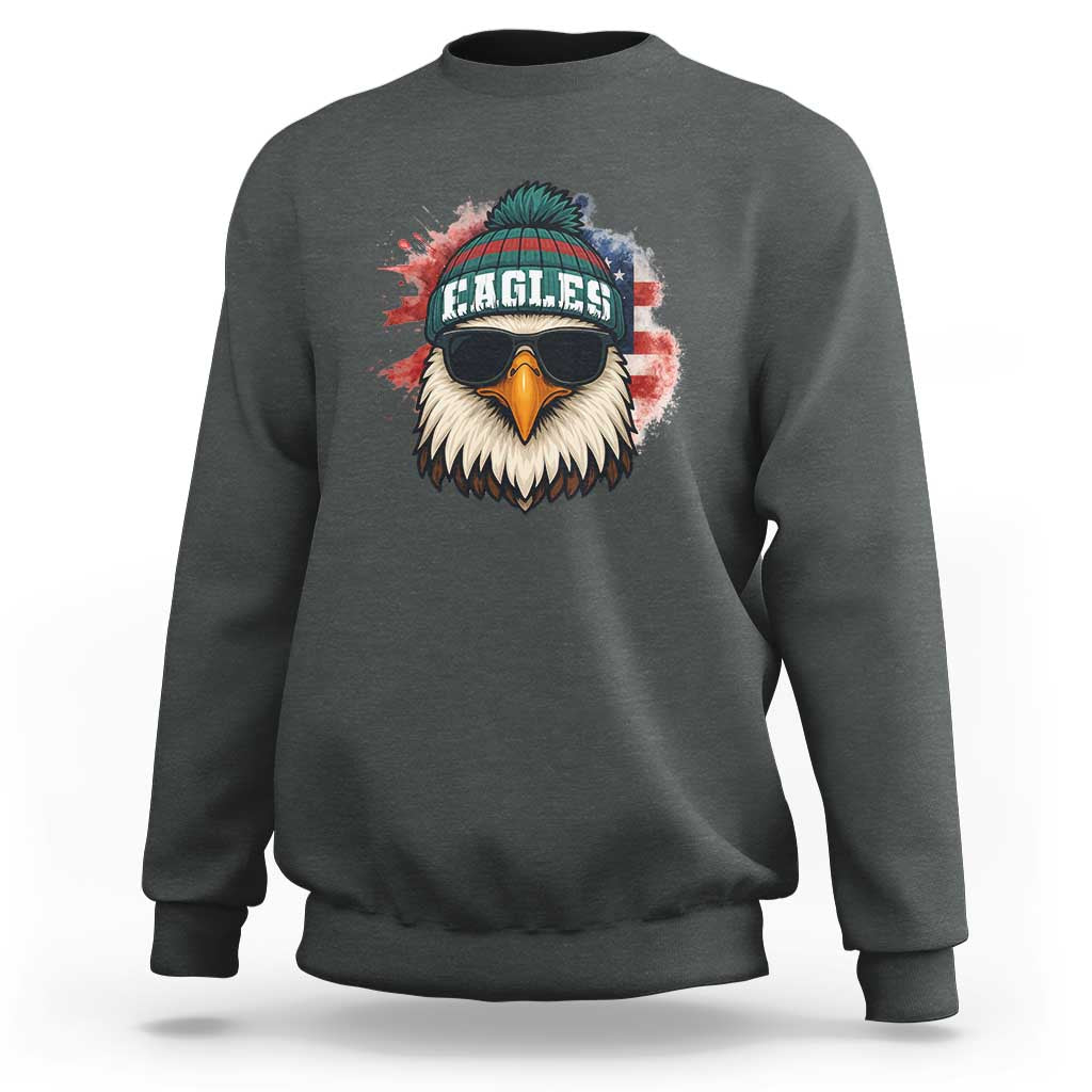 Patriotic Eagle Football Sweatshirt American Flag Pride Gift - Wonder Print Shop