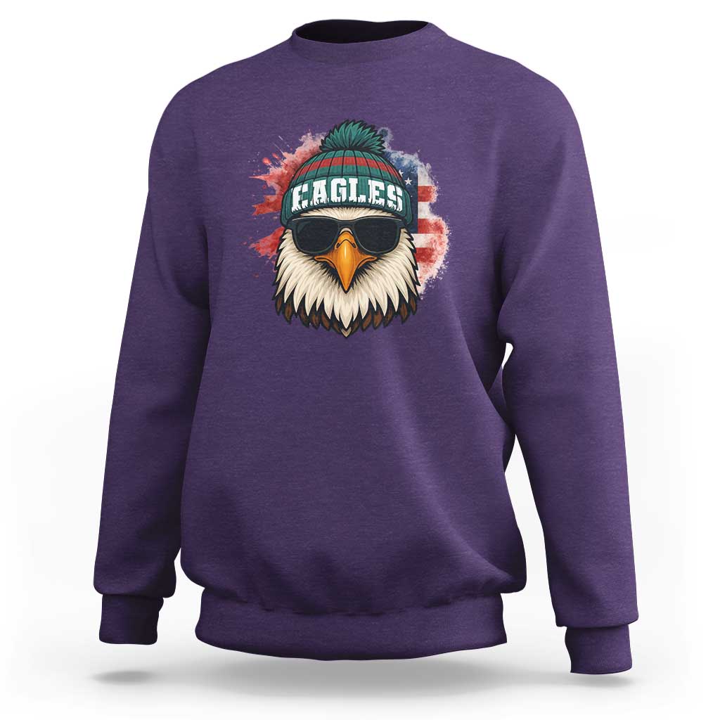 Patriotic Eagle Football Sweatshirt American Flag Pride Gift - Wonder Print Shop