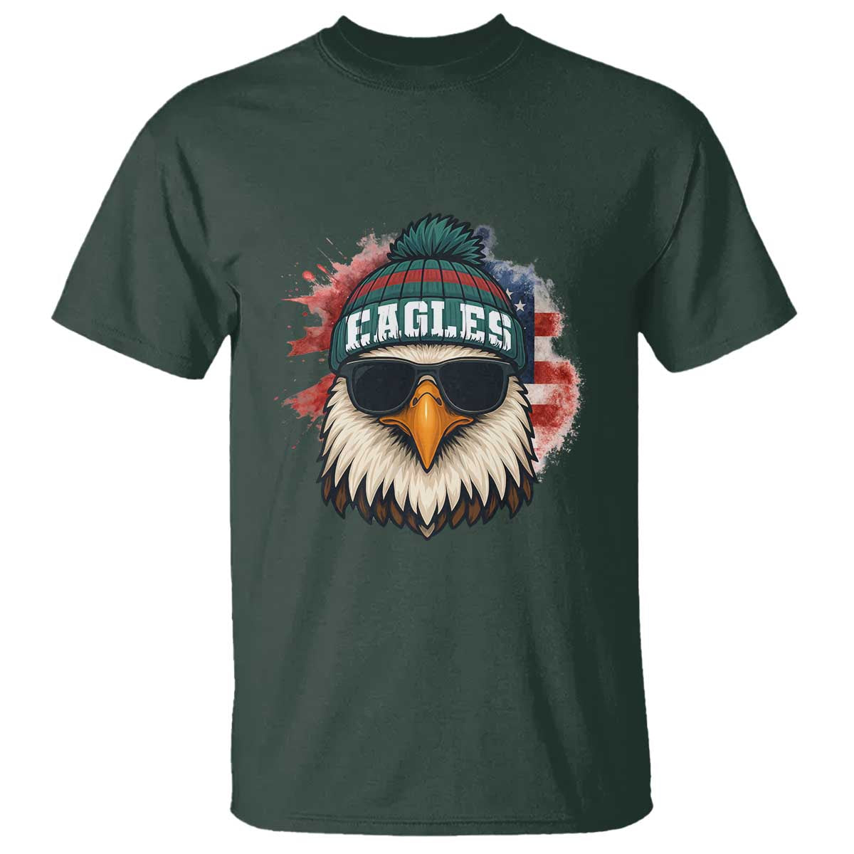 Patriotic Eagle Football T Shirt American Flag Pride Gift - Wonder Print Shop