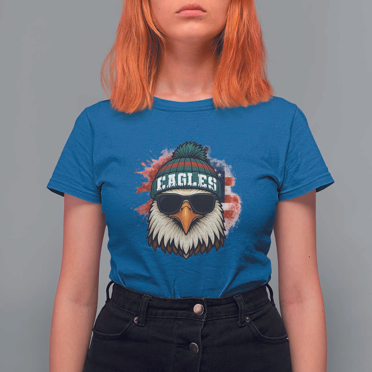 Patriotic Eagle Football T Shirt For Women American Flag Pride Gift - Wonder Print Shop