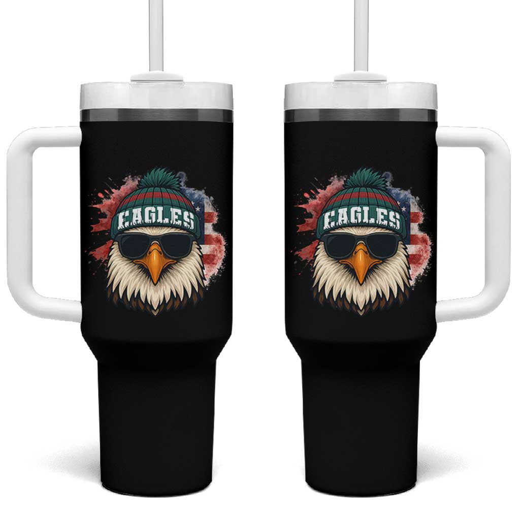 Patriotic Eagle Football Tumbler With Handle American Flag Pride Gift - Wonder Print Shop