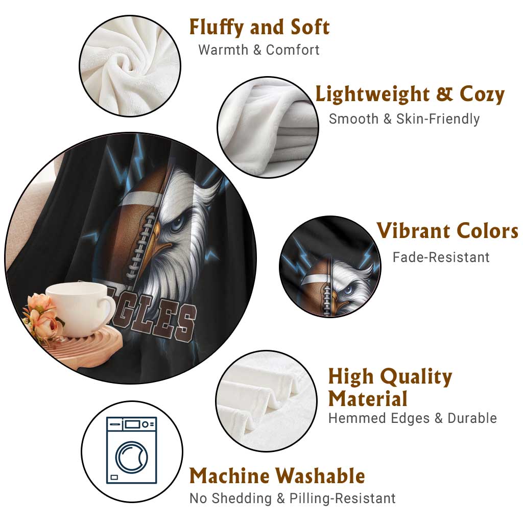 Eagle Football Power Throw Blanket Game Day Sports Fan Gift - Wonder Print Shop