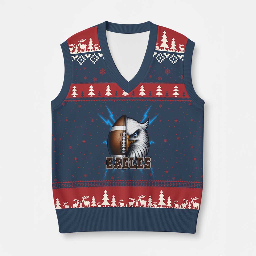 Eagle Football Power V-Neck Knit Sweater Vest Game Day Sports Fan Gift - Wonder Print Shop