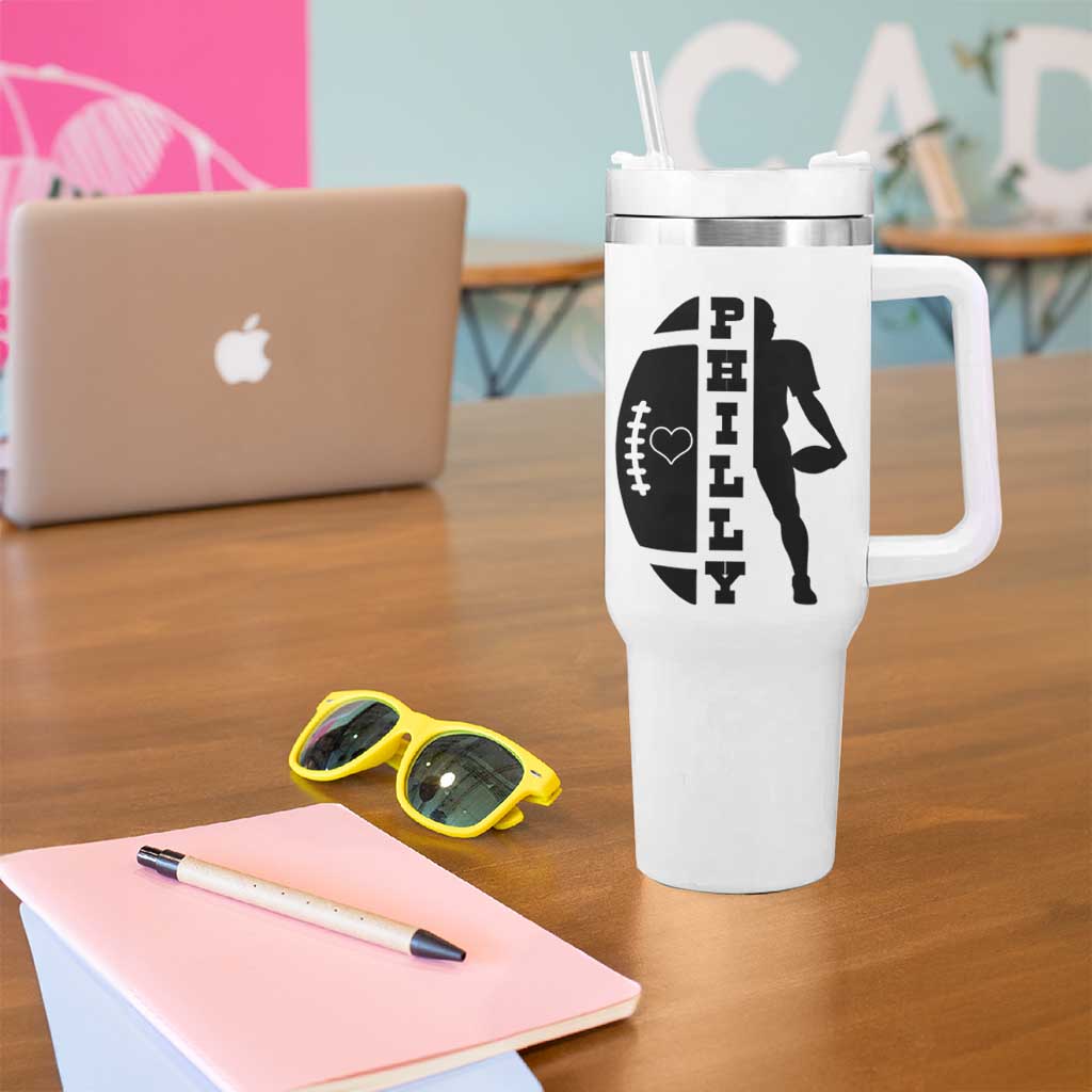 Philly Football Spirit Tumbler With Handle Proud Fan Humor Gift - Wonder Print Shop