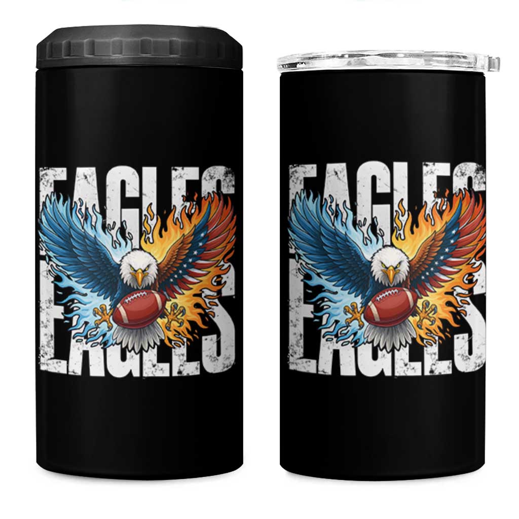 Eagles Football 4 in 1 Can Cooler Tumbler Patriotic Eagle American Flag Gift - Wonder Print Shop