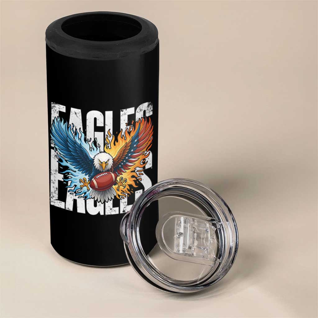 Eagles Football 4 in 1 Can Cooler Tumbler Patriotic Eagle American Flag Gift - Wonder Print Shop