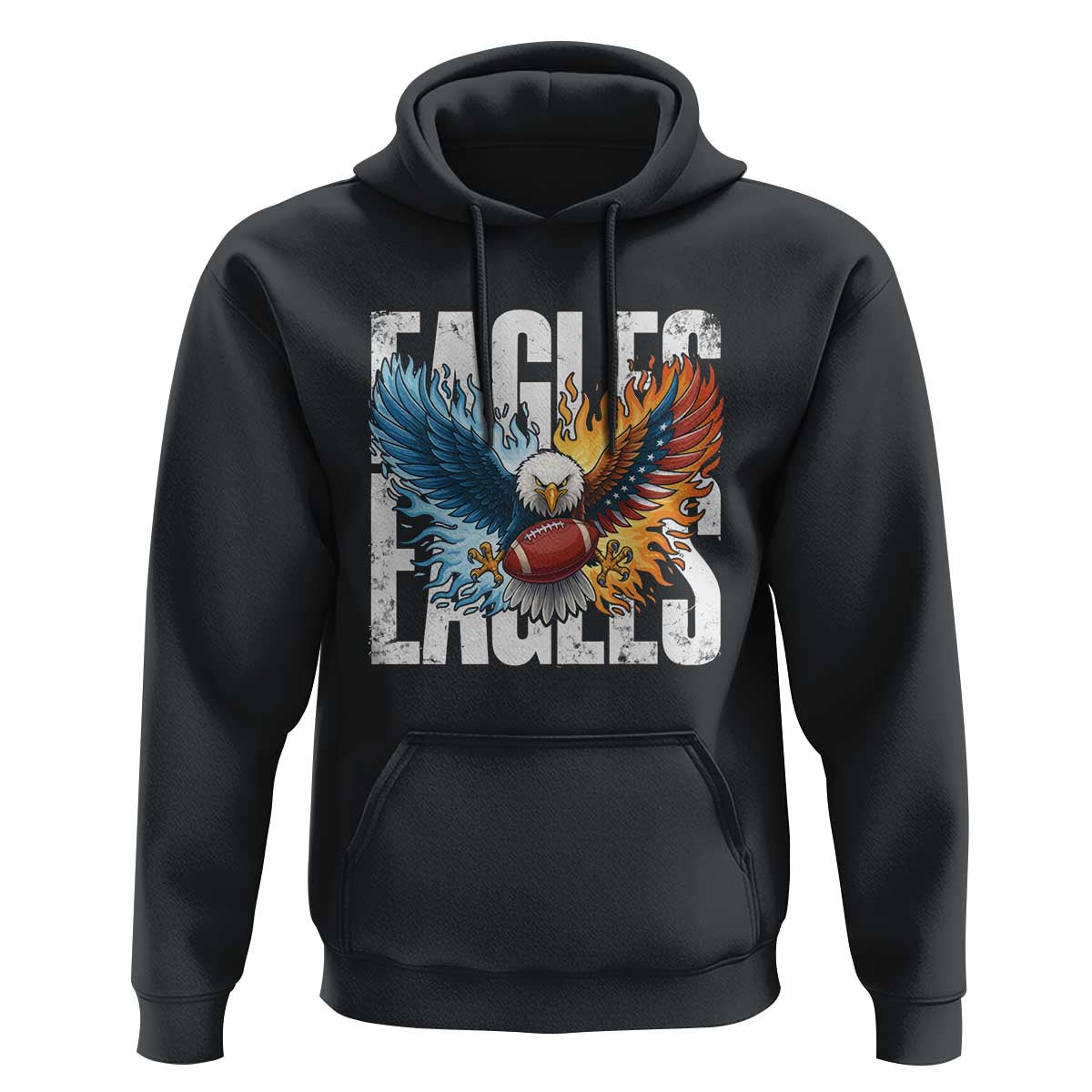 Eagles Football Hoodie Patriotic Eagle American Flag Gift - Wonder Print Shop