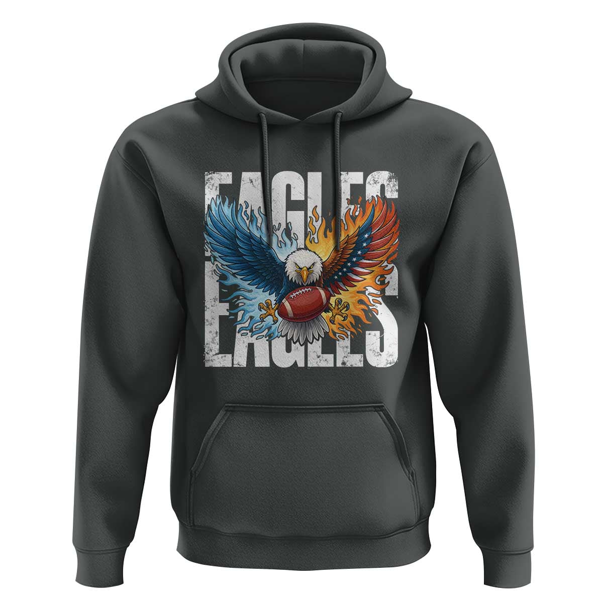 Eagles Football Hoodie Patriotic Eagle American Flag Gift - Wonder Print Shop