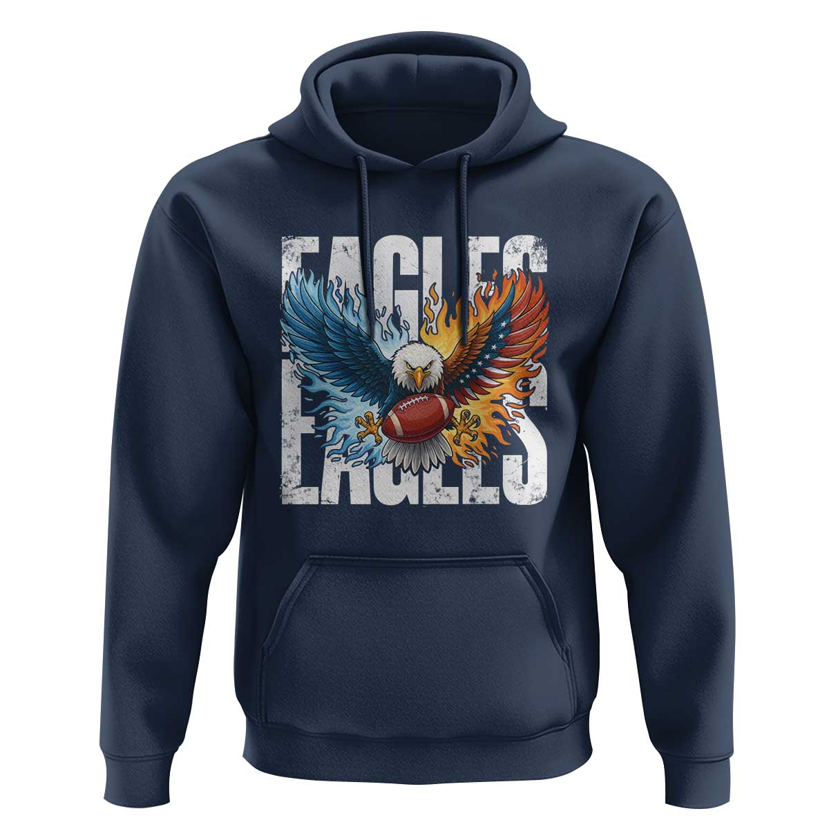 Eagles Football Hoodie Patriotic Eagle American Flag Gift - Wonder Print Shop