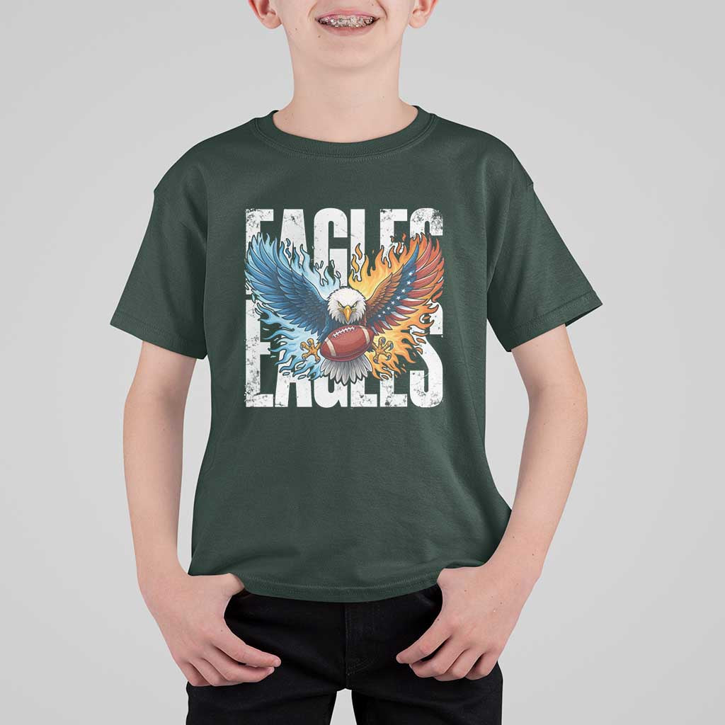Eagles Football T Shirt For Kid Patriotic Eagle American Flag Gift - Wonder Print Shop