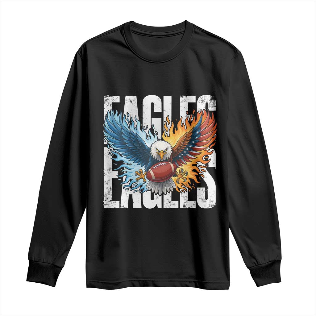 Eagles Football Long Sleeve Shirt Patriotic Eagle American Flag Gift - Wonder Print Shop