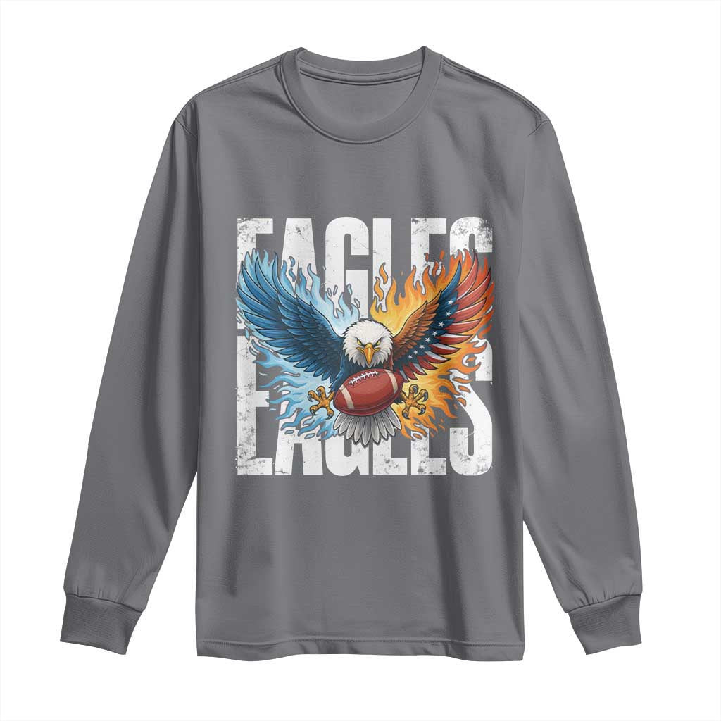 Eagles Football Long Sleeve Shirt Patriotic Eagle American Flag Gift - Wonder Print Shop