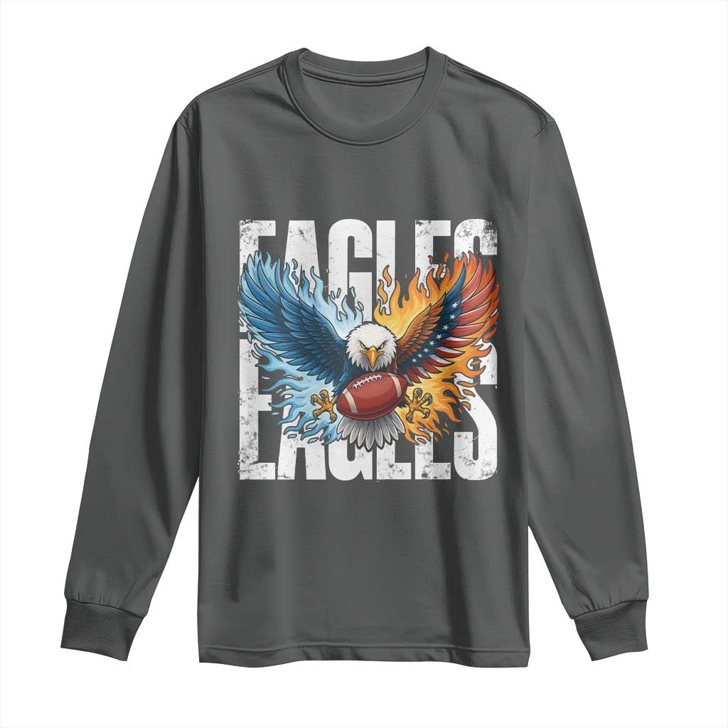 Eagles Football Long Sleeve Shirt Patriotic Eagle American Flag Gift - Wonder Print Shop