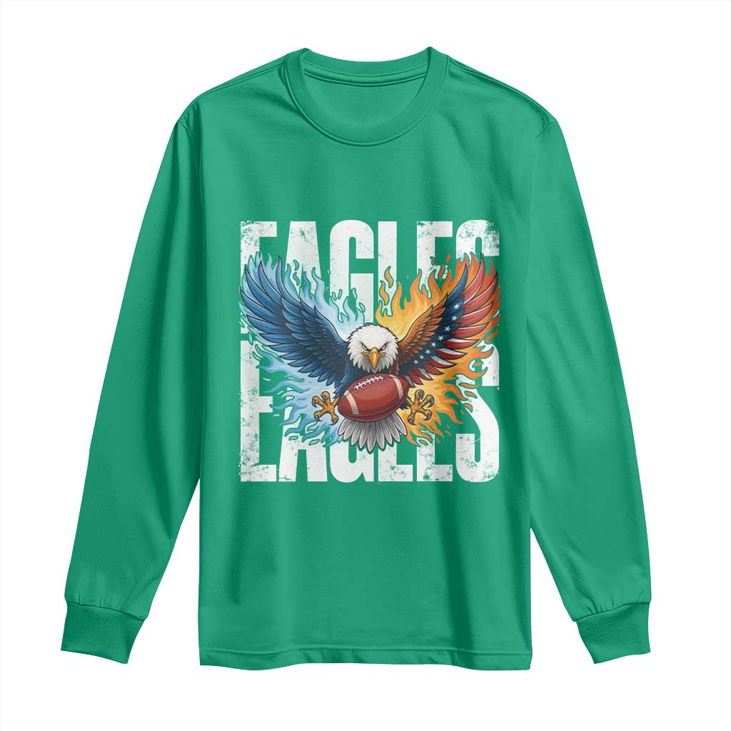 Eagles Football Long Sleeve Shirt Patriotic Eagle American Flag Gift - Wonder Print Shop