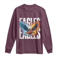 Eagles Football Long Sleeve Shirt Patriotic Eagle American Flag Gift - Wonder Print Shop