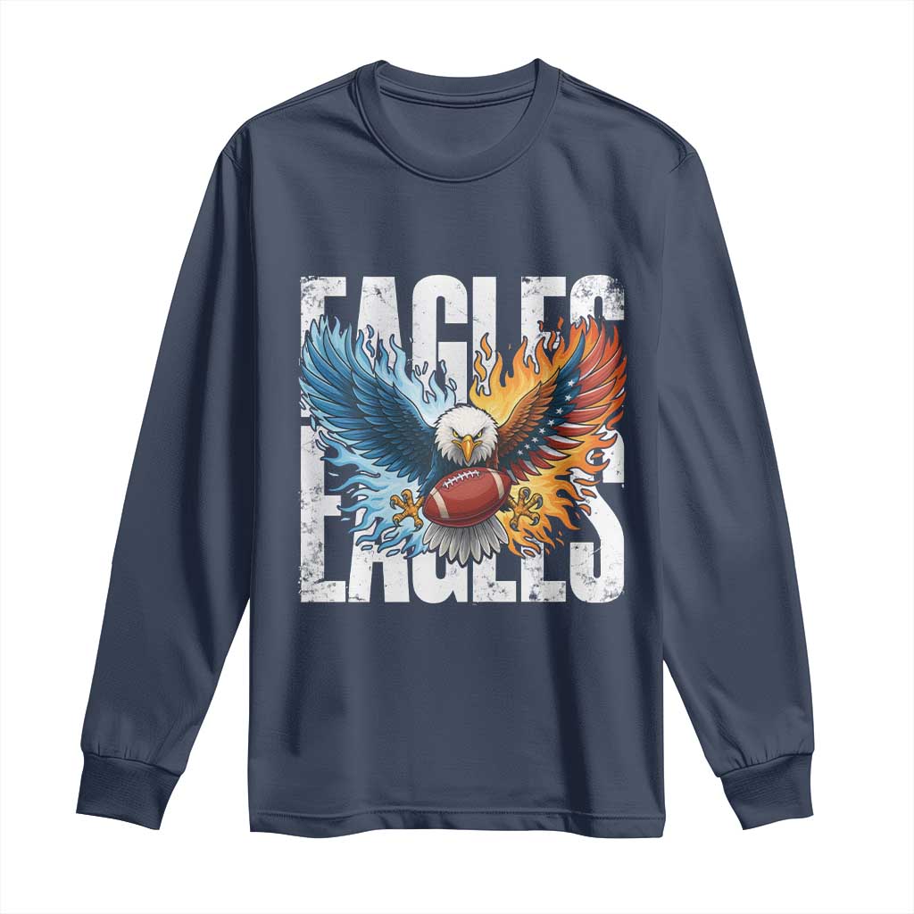 Eagles Football Long Sleeve Shirt Patriotic Eagle American Flag Gift - Wonder Print Shop