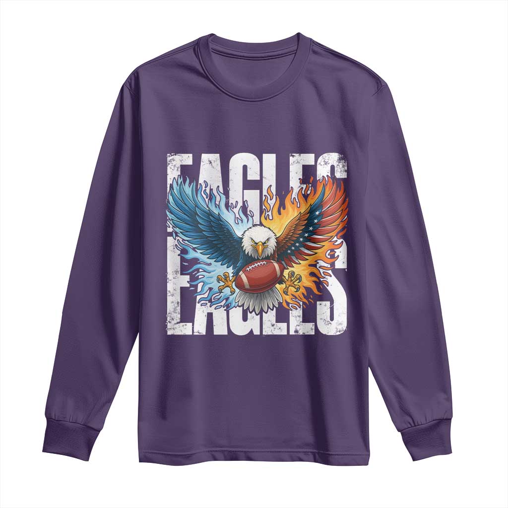 Eagles Football Long Sleeve Shirt Patriotic Eagle American Flag Gift - Wonder Print Shop