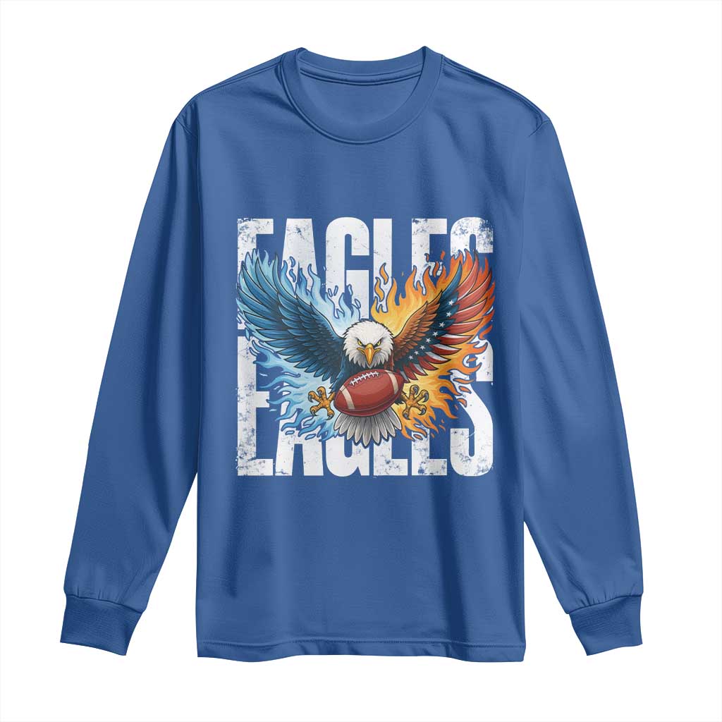 Eagles Football Long Sleeve Shirt Patriotic Eagle American Flag Gift - Wonder Print Shop