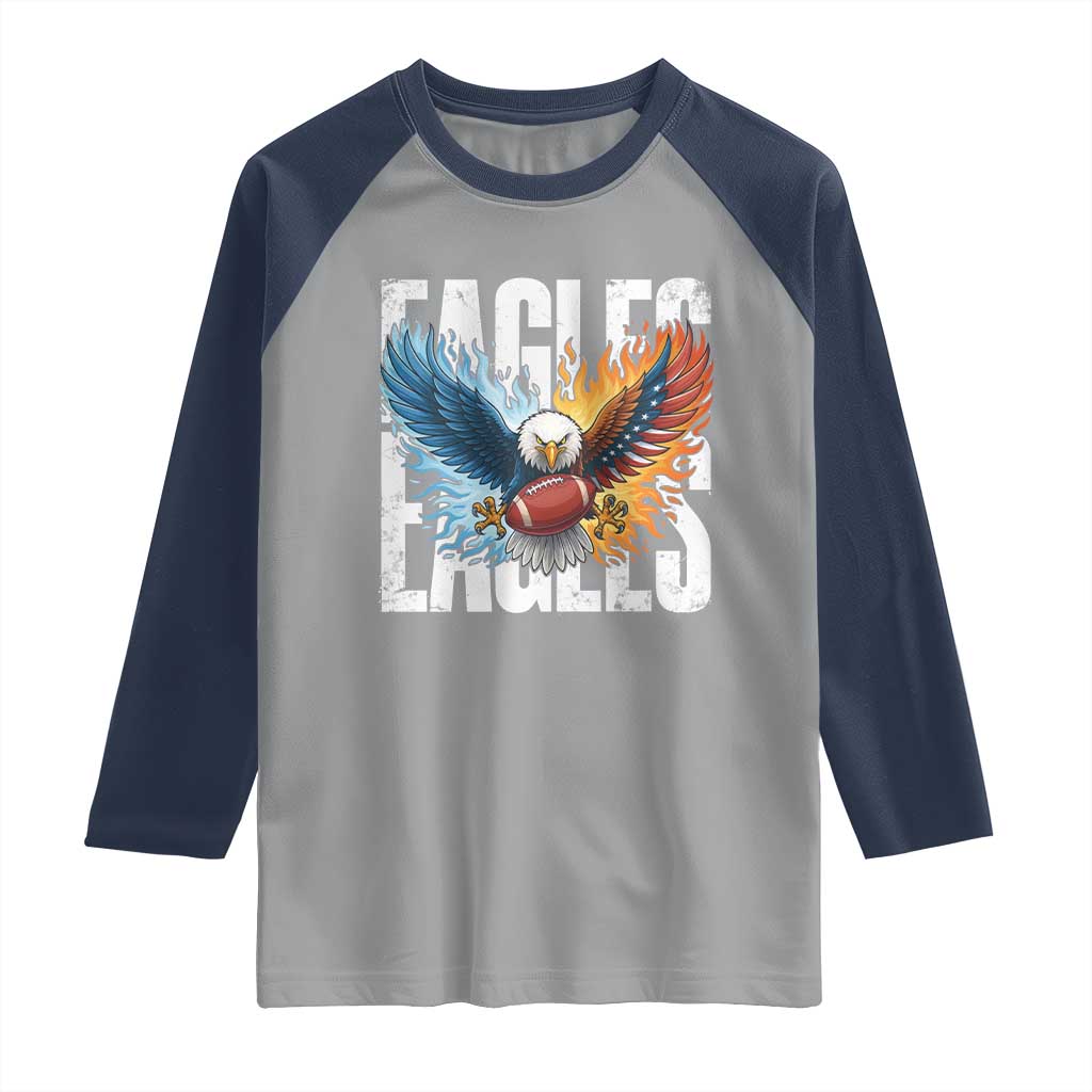 Eagles Football Raglan Shirt Patriotic Eagle American Flag Gift - Wonder Print Shop