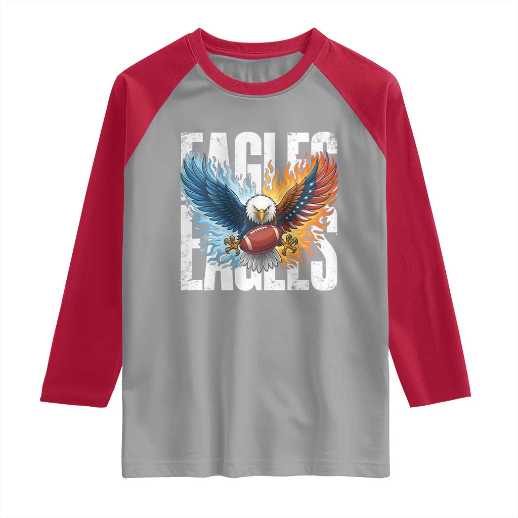 Eagles Football Raglan Shirt Patriotic Eagle American Flag Gift - Wonder Print Shop