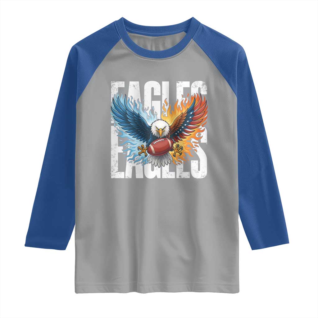 Eagles Football Raglan Shirt Patriotic Eagle American Flag Gift - Wonder Print Shop