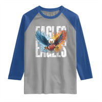 Eagles Football Raglan Shirt Patriotic Eagle American Flag Gift - Wonder Print Shop