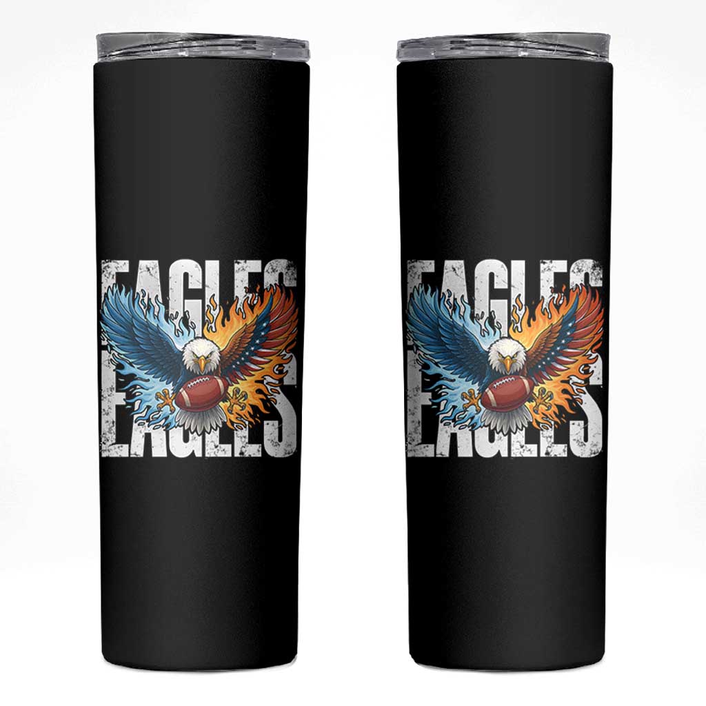 Eagles Football Skinny Tumbler Patriotic Eagle American Flag Gift - Wonder Print Shop