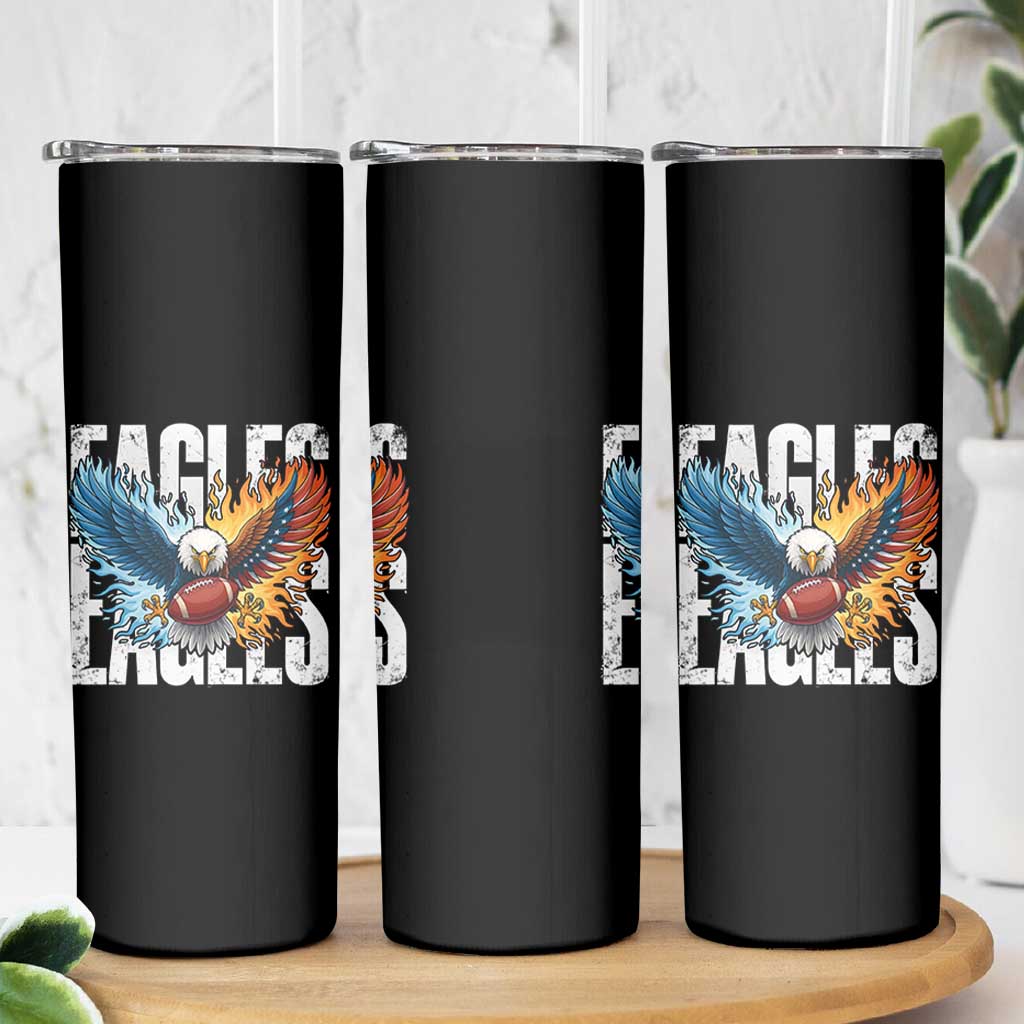 Eagles Football Skinny Tumbler Patriotic Eagle American Flag Gift - Wonder Print Shop