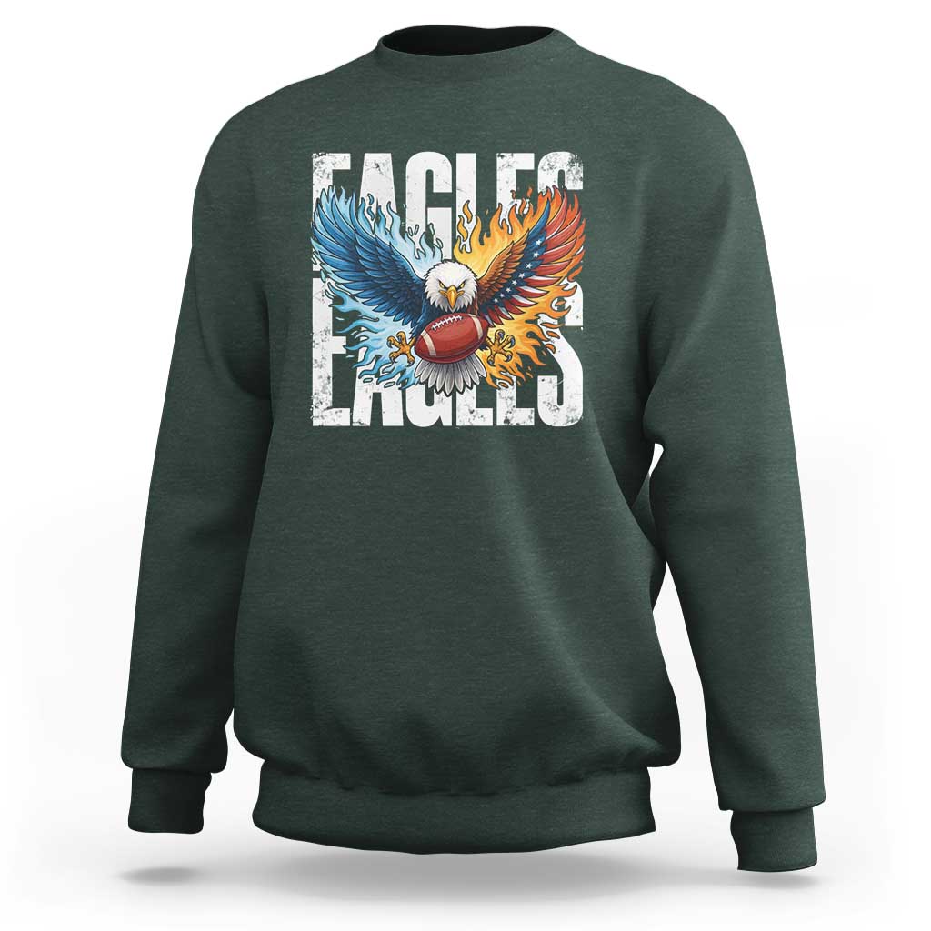 Eagles Football Sweatshirt Patriotic Eagle American Flag Gift - Wonder Print Shop
