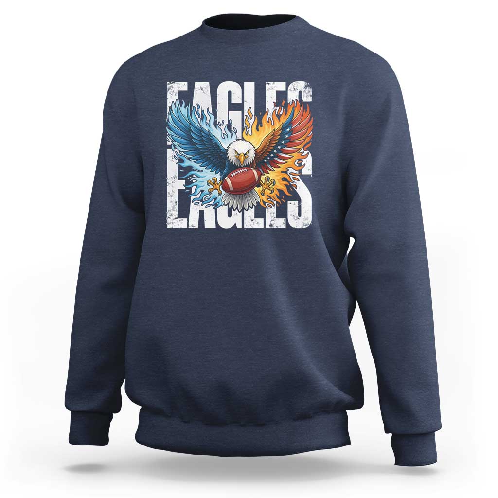 Eagles Football Sweatshirt Patriotic Eagle American Flag Gift - Wonder Print Shop