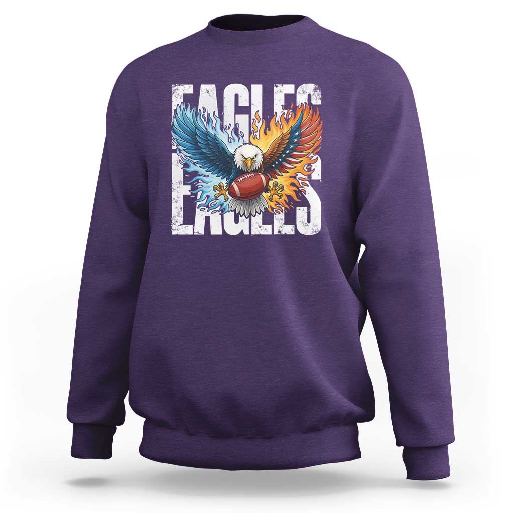 Eagles Football Sweatshirt Patriotic Eagle American Flag Gift - Wonder Print Shop