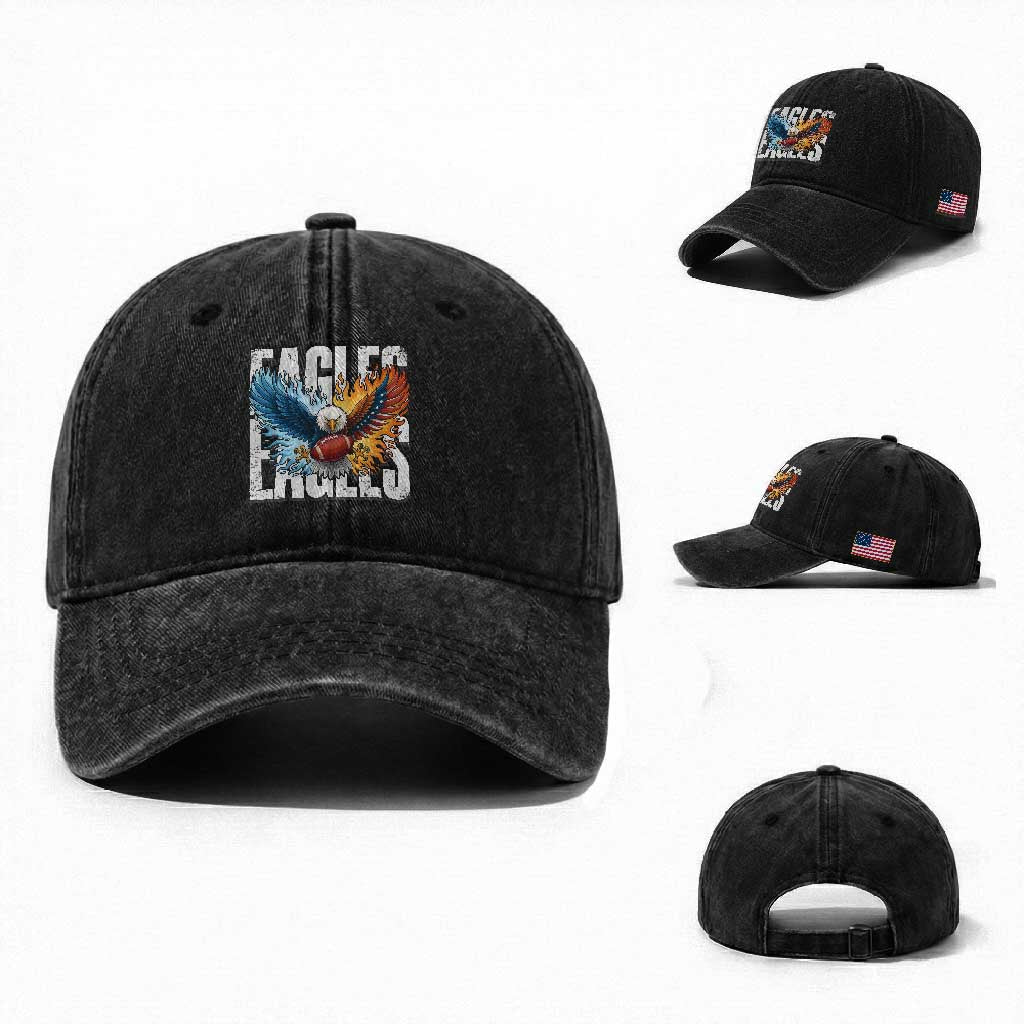 EF Lover Patriotic Eagle American Flag Gift Washed Cotton Baseball Cap