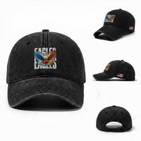 EF Lover Patriotic Eagle American Flag Gift Washed Cotton Baseball Cap