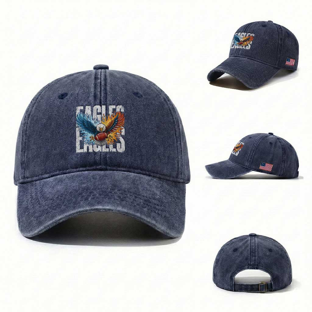 EF Lover Patriotic Eagle American Flag Gift Washed Cotton Baseball Cap