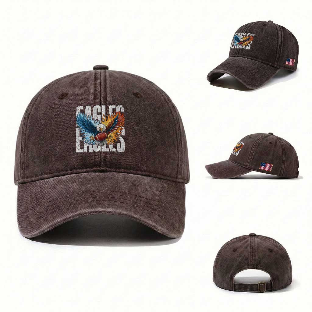 EF Lover Patriotic Eagle American Flag Gift Washed Cotton Baseball Cap