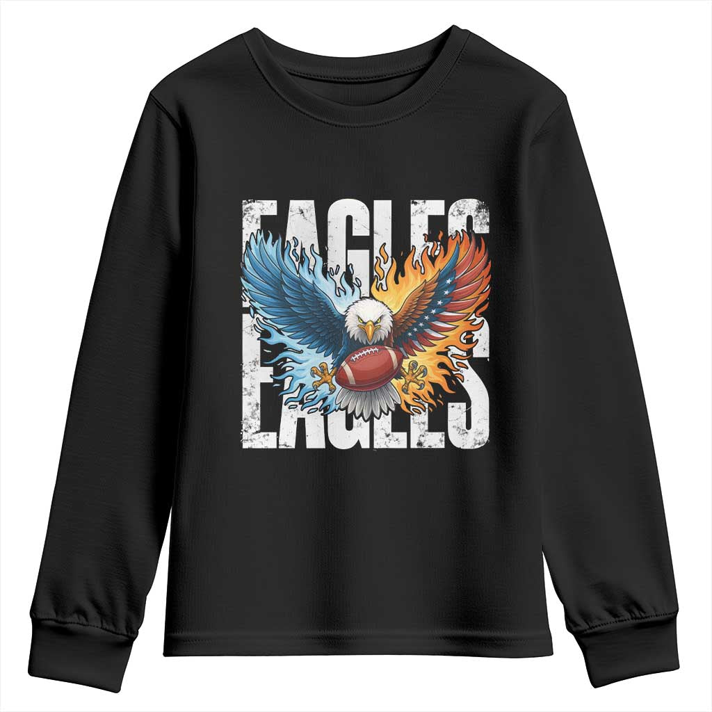 Eagles Football Youth Sweatshirt Patriotic Eagle American Flag Gift - Wonder Print Shop