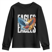 Eagles Football Youth Sweatshirt Patriotic Eagle American Flag Gift - Wonder Print Shop