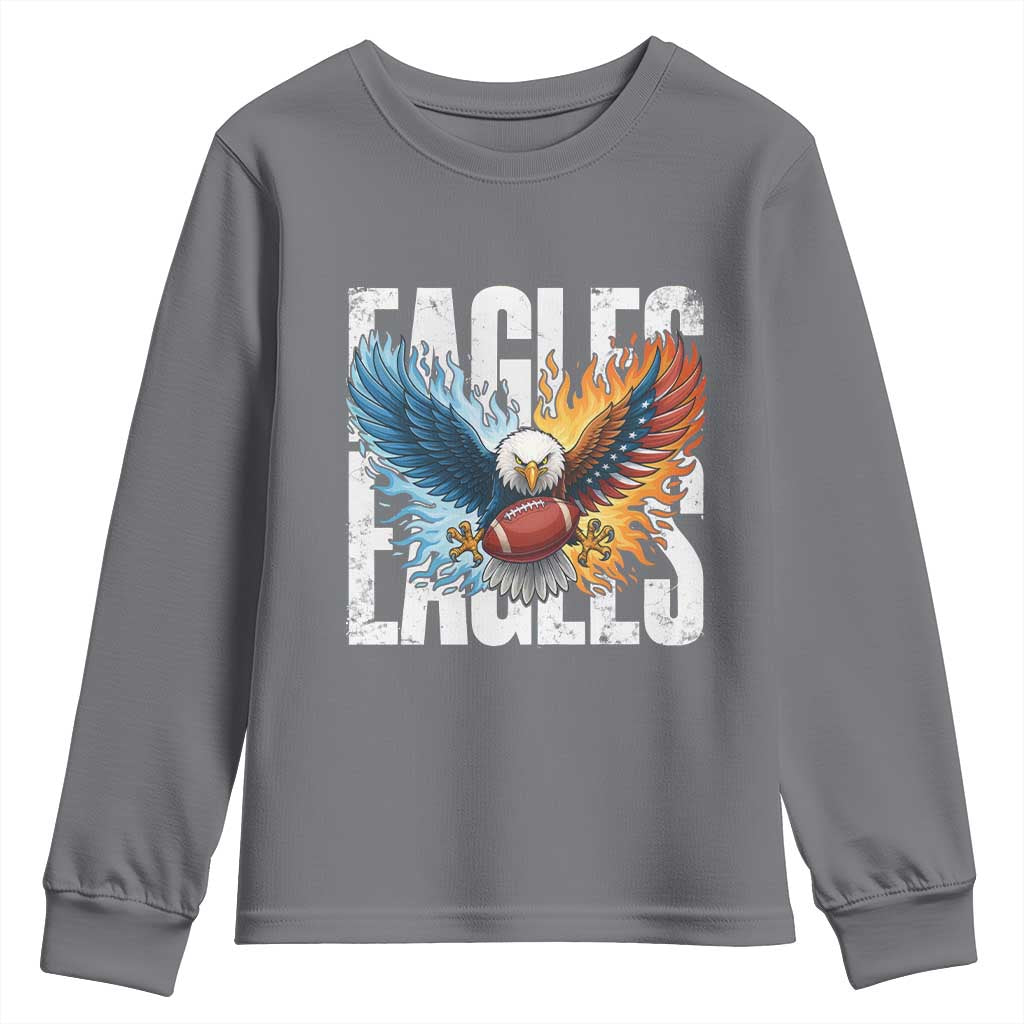 Eagles Football Youth Sweatshirt Patriotic Eagle American Flag Gift - Wonder Print Shop