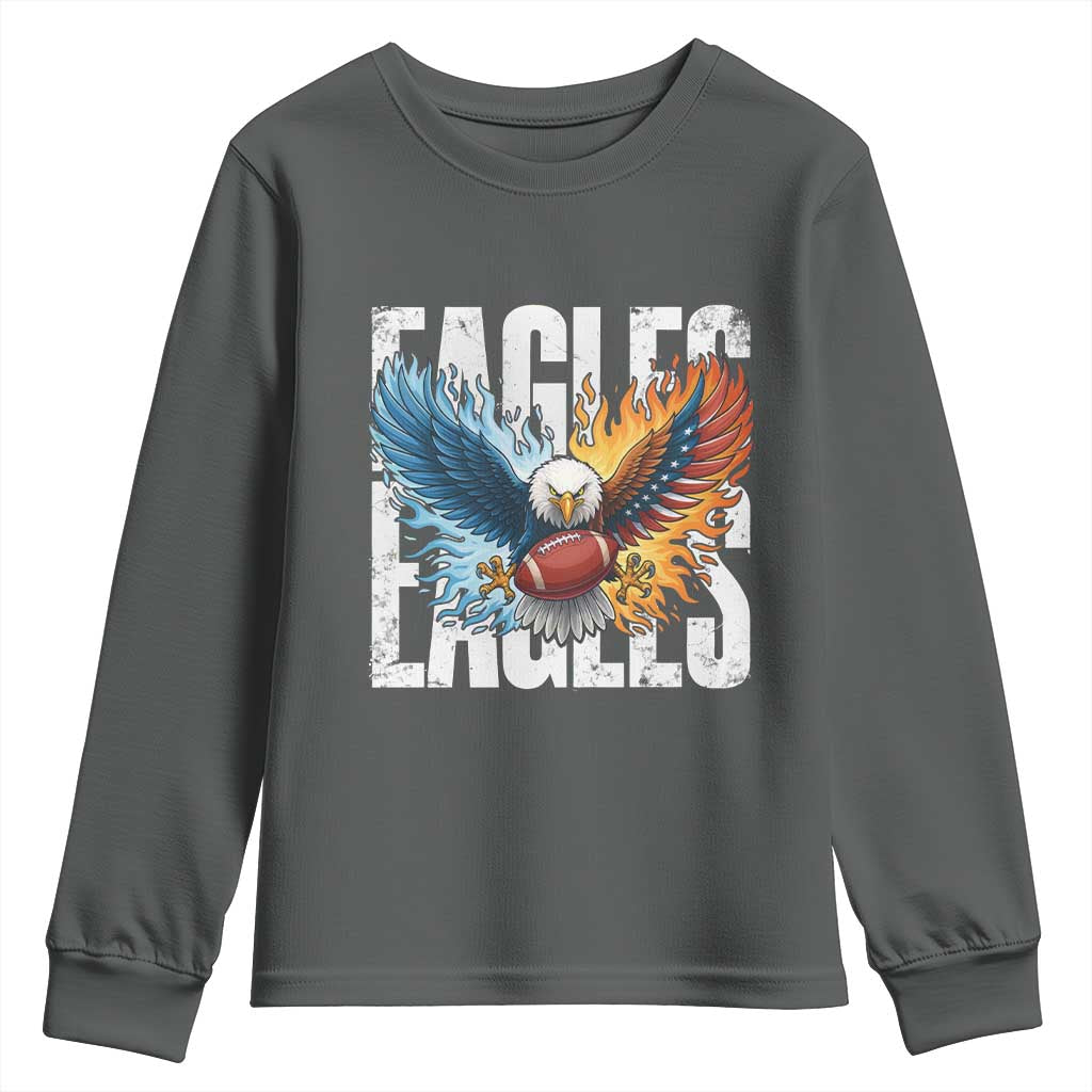 Eagles Football Youth Sweatshirt Patriotic Eagle American Flag Gift - Wonder Print Shop