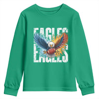 Eagles Football Youth Sweatshirt Patriotic Eagle American Flag Gift - Wonder Print Shop