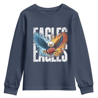 Eagles Football Youth Sweatshirt Patriotic Eagle American Flag Gift - Wonder Print Shop