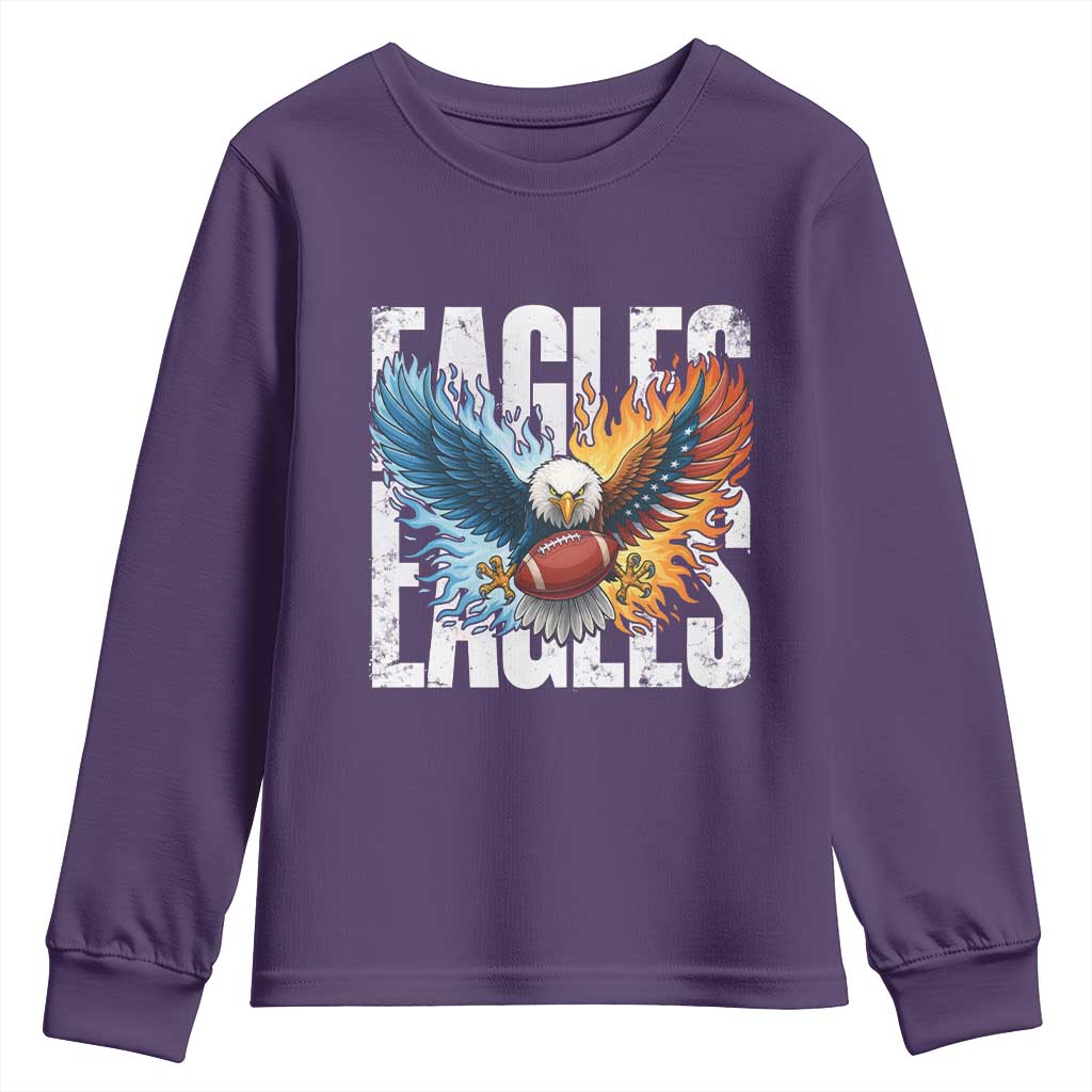 Eagles Football Youth Sweatshirt Patriotic Eagle American Flag Gift - Wonder Print Shop
