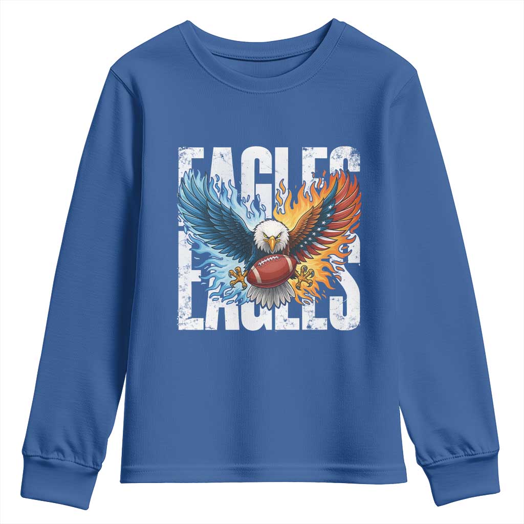 Eagles Football Youth Sweatshirt Patriotic Eagle American Flag Gift - Wonder Print Shop