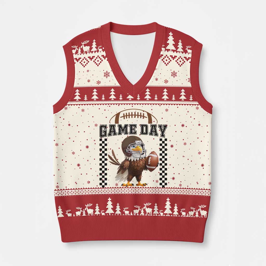 Eagle Football V-Neck Knit Sweater Vest Game Day Humor Gift - Wonder Print Shop
